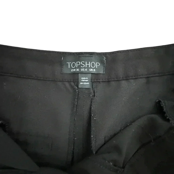 Black Ankle Length Straight Leg Stretch Pants Size 4 Small High Waisted Work - Picture 6 of 11